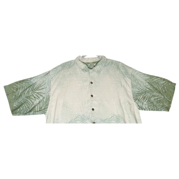 Tommy Bahama Mens XL 100% Silk Green Palm Print Short Sleeve Button-Up Shirt - Picture 4 of 11
